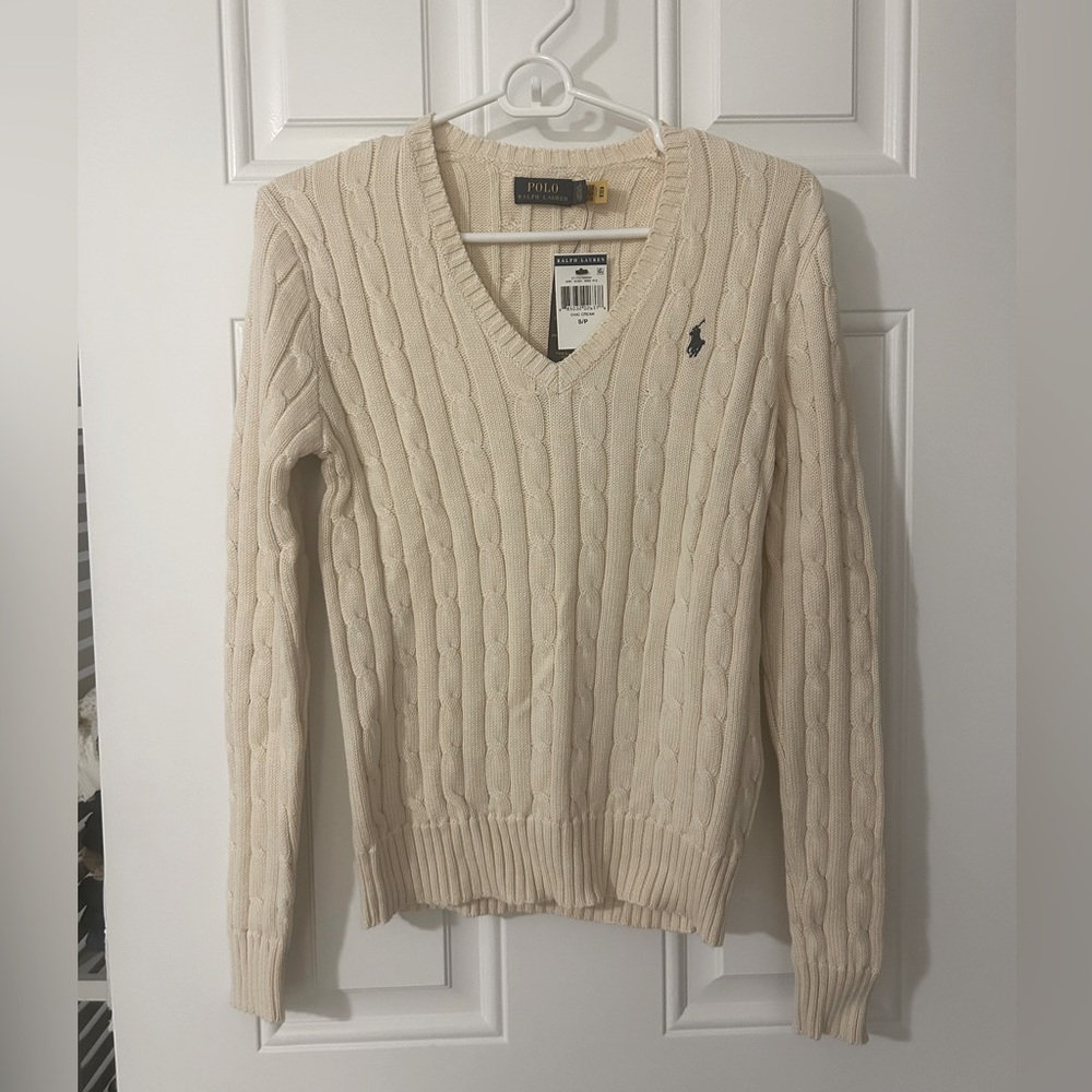 Ralph Lauren V-Neck Cable Knit Sweater